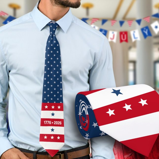 America's 250th Semiquincentennial 1776 2026 Neck Tie (Creator Uploaded)