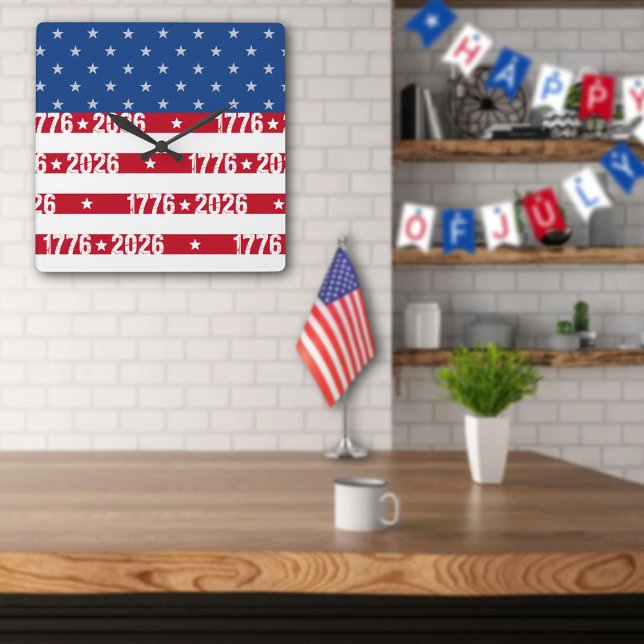 America's 250th Stars And Stripes1776-2026 Square Wall Clock (Creator Uploaded)