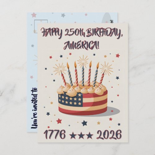 America's Big 250th Birthday Party Invite Postcard America's Big 250th Birthday Party Invite Postcard