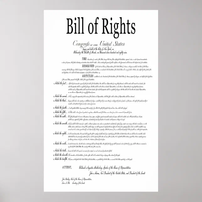 AMERICA's BILL of RIGHTS CLASSIC WHITE Poster | Zazzle