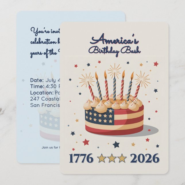 America's Birthday Bash 1776-2026 Invitation (Front/Back)