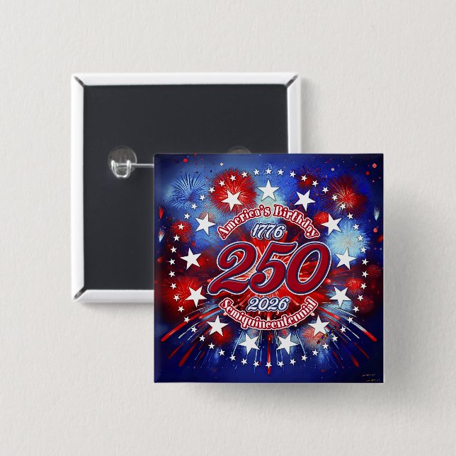 America's Birthday Semiquin Graphic Firework Burst Button (Front & Back)