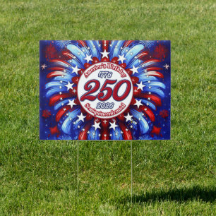 America's Birthday Semiquin Graphic RWB Fireworks Sign