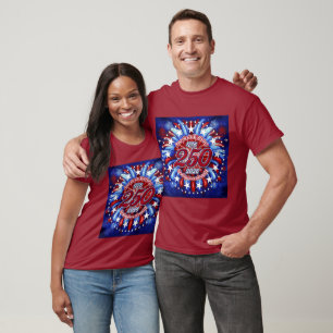 America's Birthday Semiquin Graphic RWB Fireworks T-Shirt
