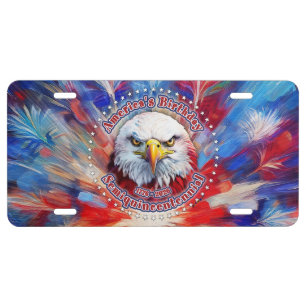 America's Birthday Semiquin Red Eagle Fireworks License Plate