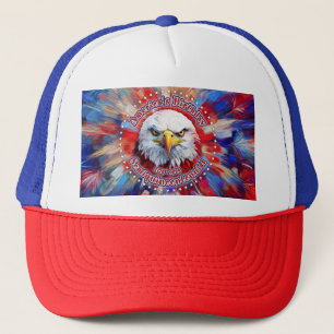 America's Birthday Semiquin Red Eagle Fireworks Trucker Hat