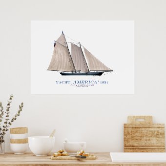 americas cup yacht 'america 1851', tony fernandes poster | Zazzle