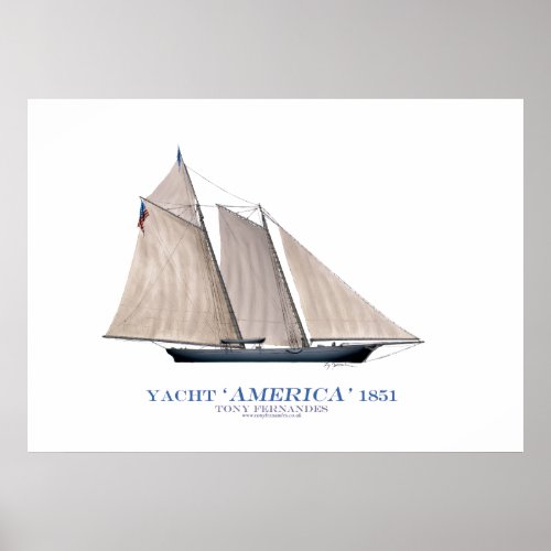 americas cup yacht america 1851 tony fernandes poster
