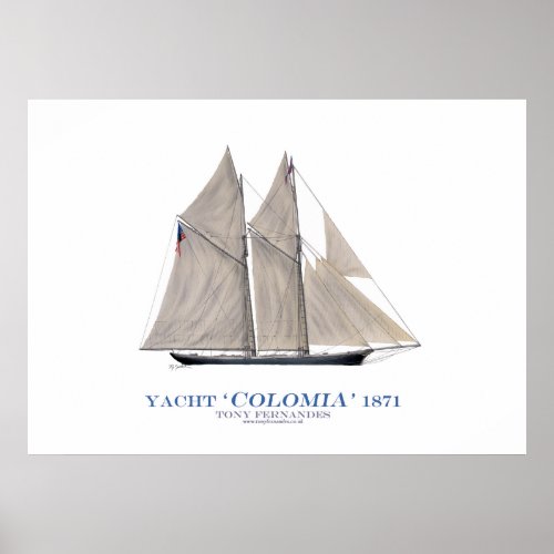 americas cup yacht colombia 1871 tony fernandes poster