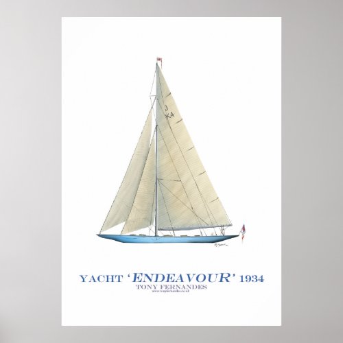 americas cup yacht endeavour tony fernandes poster