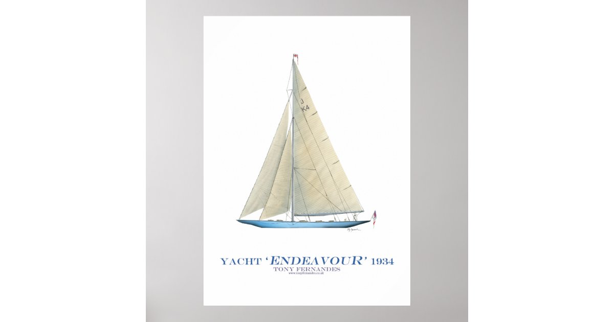 americas cup yacht 'endeavour', tony fernandes poster