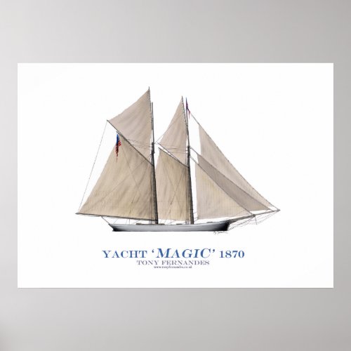 americas cup yacht magic 1870 tony fernandes poster