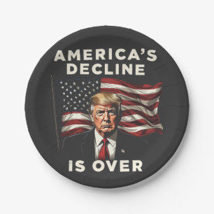 America's Decline Is Over Trump Patriotic American Paper Plates