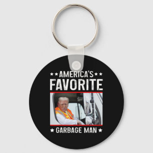 America's Favorite Garbage Man Funny Trump Garbage Keychain