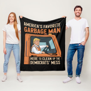 America's Favorite Garbage Man Trump 45 47 USA Fleece Blanket
