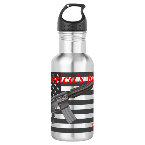 Americas Favorite Rifle USA Flag AR15 Personalized Stainless Steel Water Bottle