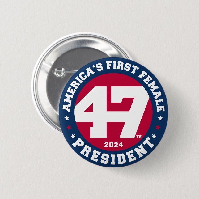America's First Female President Election 2024 Button (Front & Back)