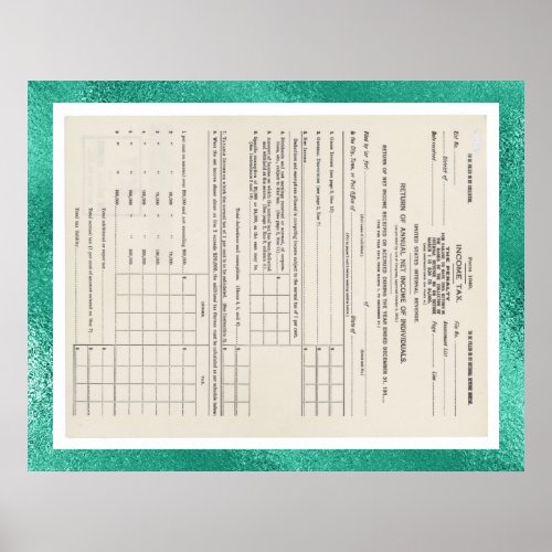 Americas First Income Tax Form 1040 Glass Poster