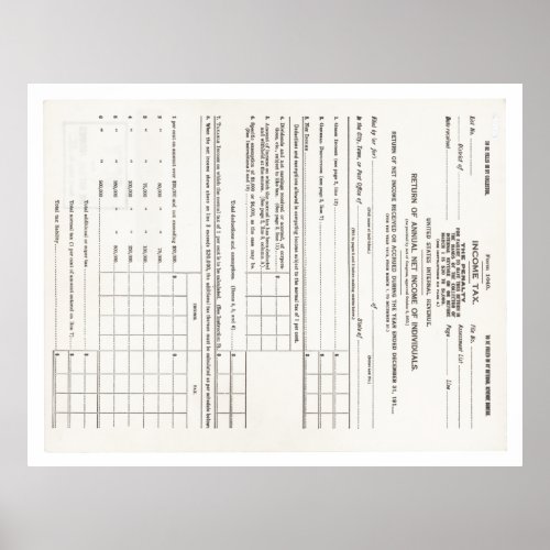 Americas First Income Tax Form 1040 Poster