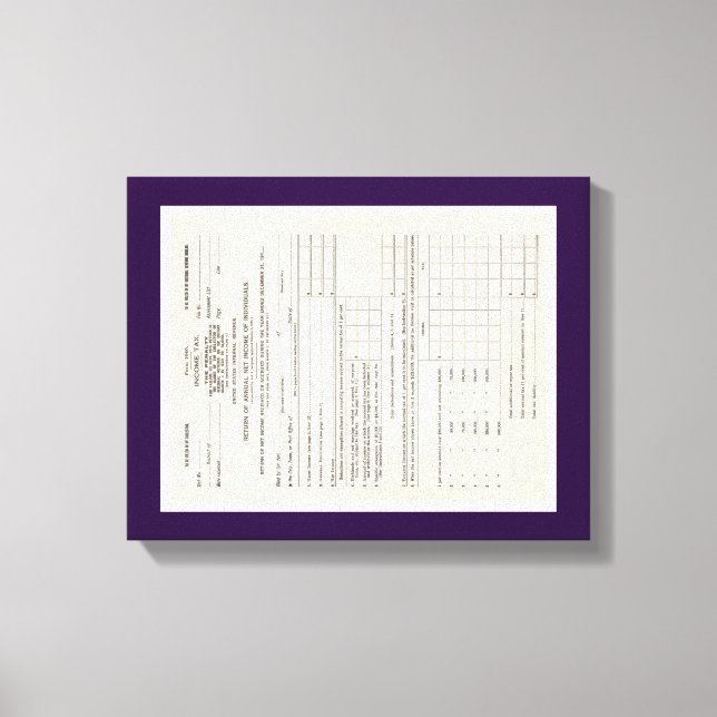 America's First Income Tax Form Canvas Print (Front)