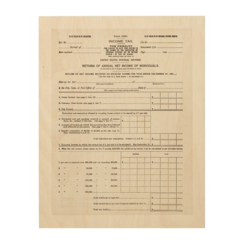 Americas First Income Tax Form Wall Art