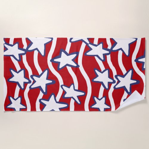 Americas Flowing Stars and Stripes Beach Towel