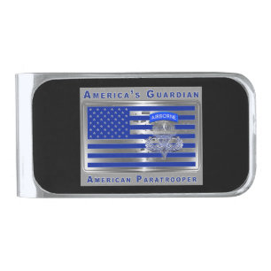 America's Guardian American Paratrooper Silver Finish Money Clip