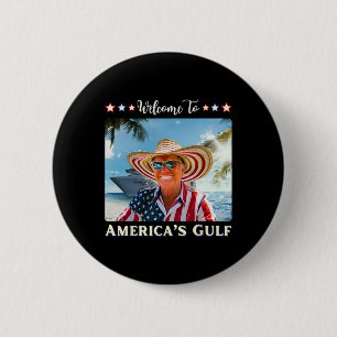 America's Gulf Trump Sombrero Mexico American Flag Button