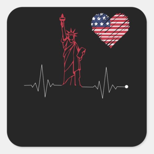 Americas Heartbeat Square Sticker
