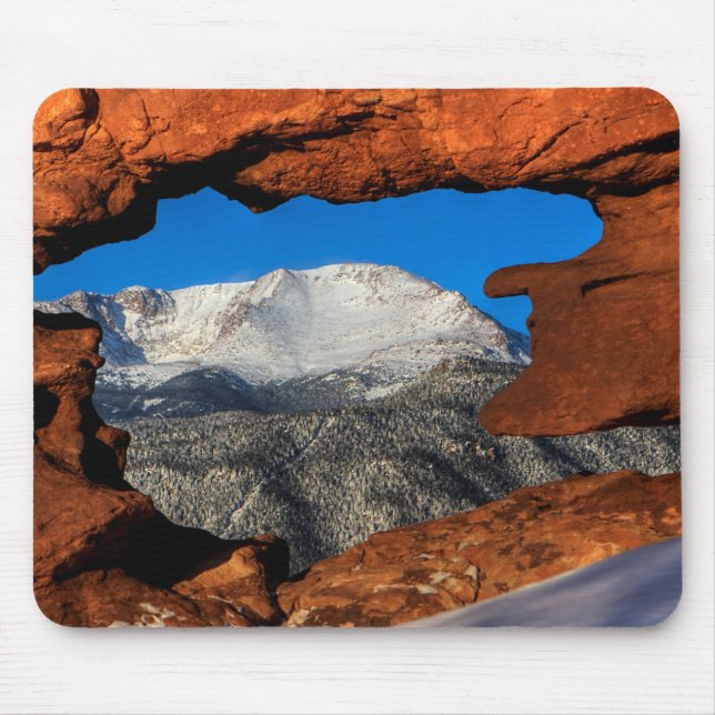 America's Mountain Framed by Sandstone Mouse Pad (Front)