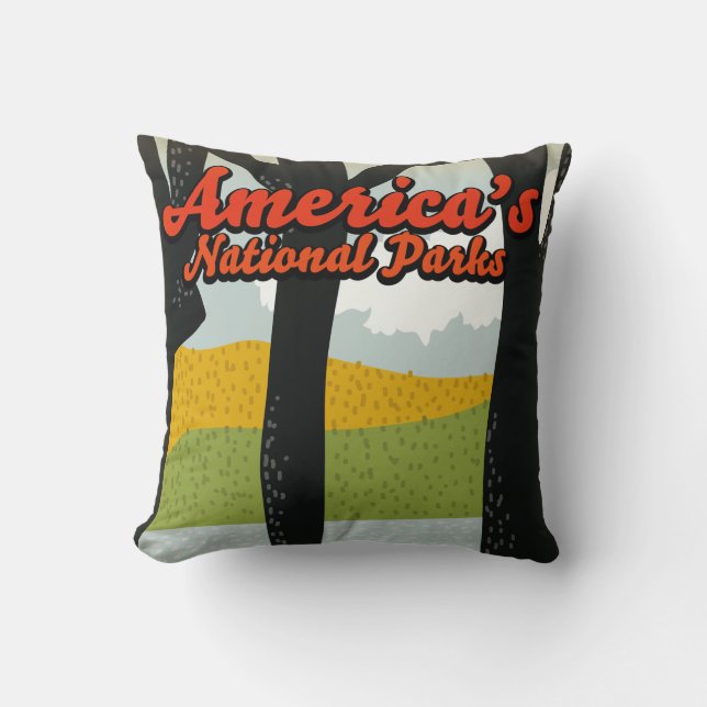 America's National Parks Poster Throw Pillow (Front)
