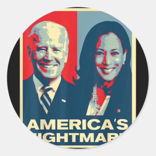 Americas Nightmare Impeach Biden Harris Now Anti  Classic Round Sticker