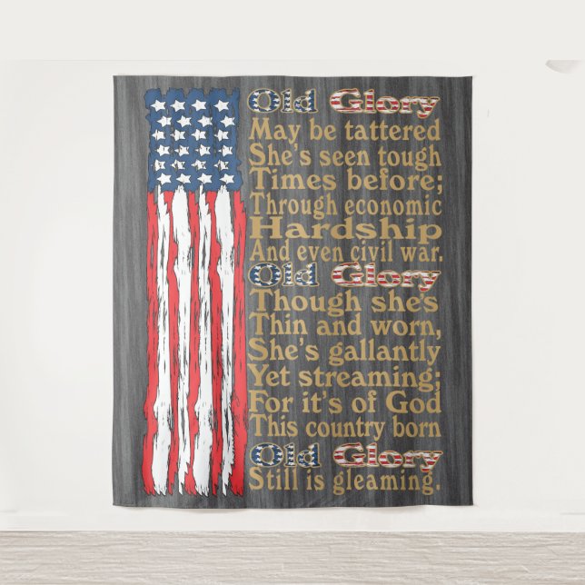 America's Old Glory Distressed Banner Poem Tapestry (Front)