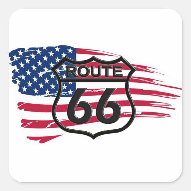 America's Route 66 Square Sticker (Front)