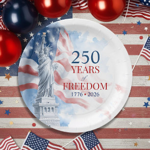 America's Semiquincentennial 250 Years Freedom Paper Plates