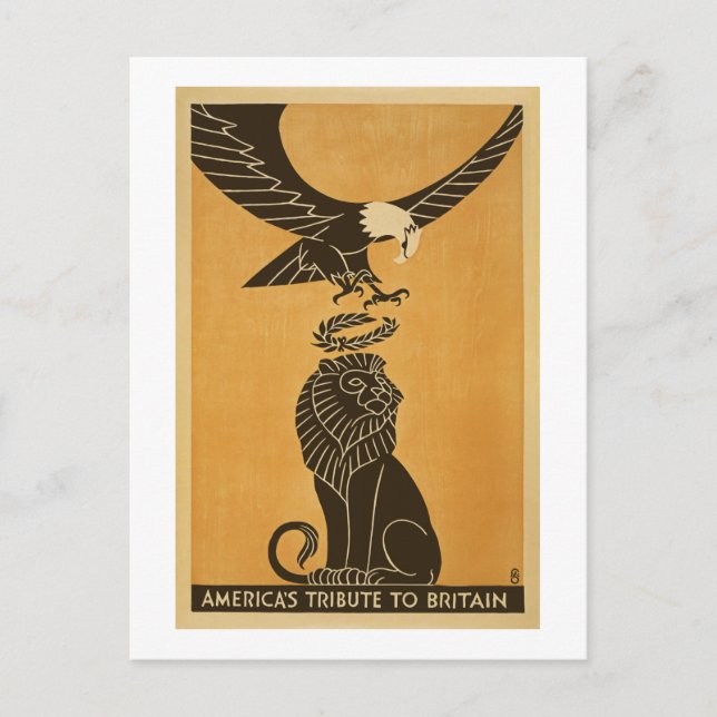 Americas Tribute To Britain WWI Britain Propaganda Postcard (Front)