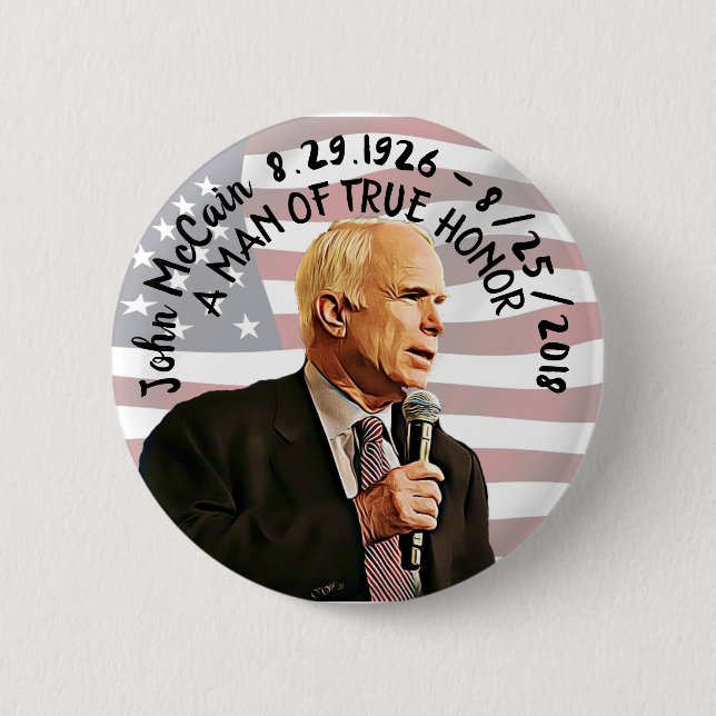 America's True Hero John McCain Memorial Button (Front)