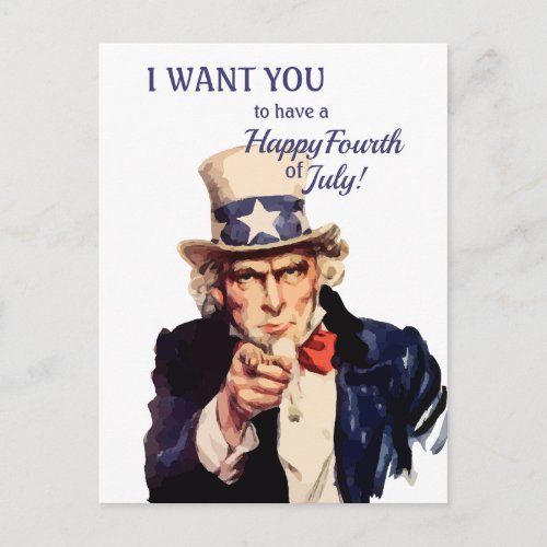 Americas Uncle Sam Happy Fourth of July Postcard