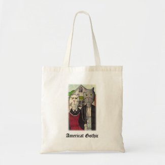 Americat Gothic Classic Cat Art Saying Cartoon