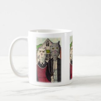 Americat Gothic Cute Classic Cat Character Art