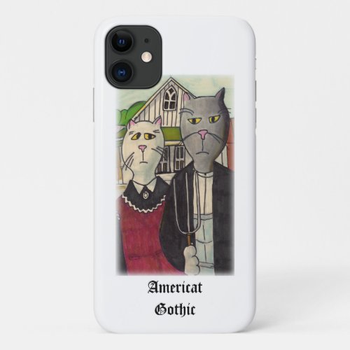 Americat Gothic Museum Cartoon Classic Cat Art iPhone 11 Case