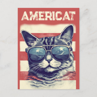 Americat, Patriotic American Cat Holiday Postcard
