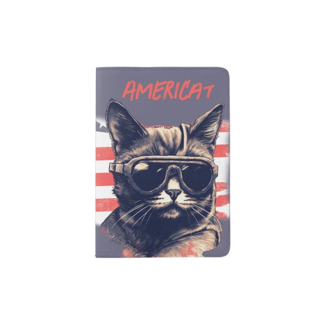 Americat, Patriotic American Cat Passport Holder (Front)