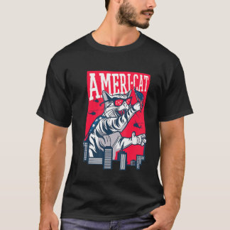 Americat Patriotic American Cat Pride 4th Of July  T-Shirt