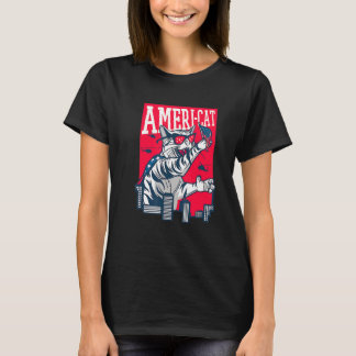 Americat Patriotic American Cat Pride 4th Of July  T-Shirt