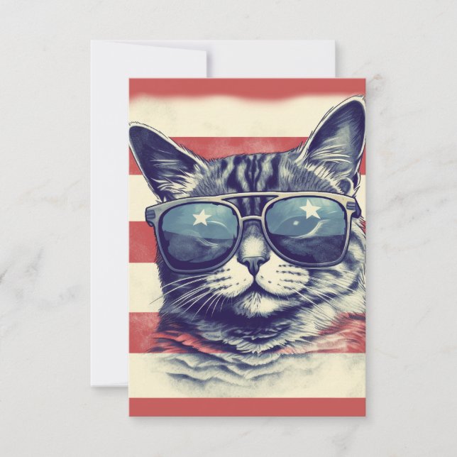 Americat, Patriotic American Cat Thank You Card (Front)