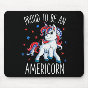 Americorn Unicorn 4th Of July T Shirt Girls Merico Mouse Pad