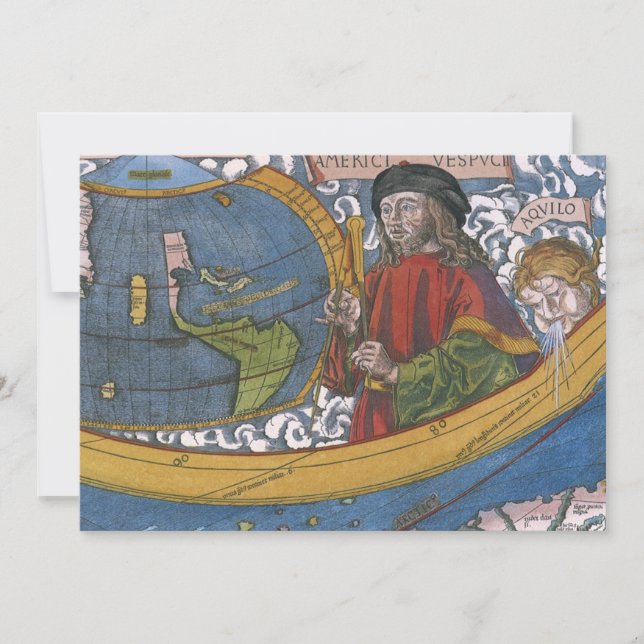 Amerigo Vespucci Explorer on a Map of the Americas (Front)