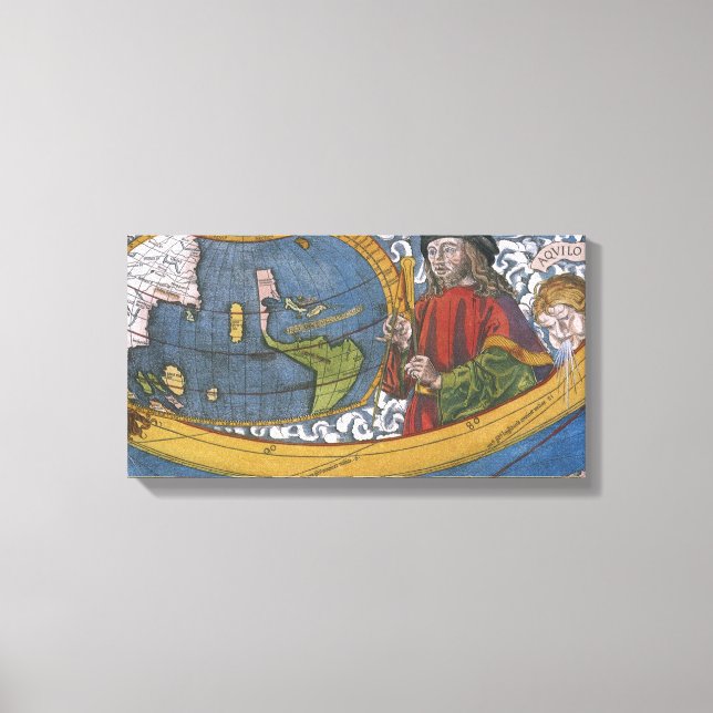 Amerigo Vespucci Explorer on a Map of the Americas Canvas Print (Front)