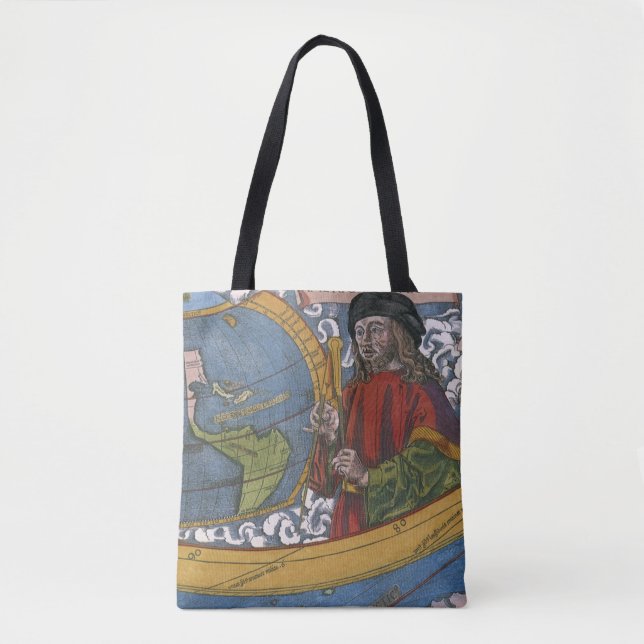 Amerigo Vespucci Explorer on a Map of the Americas Tote Bag (Front)